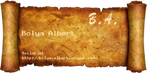 Bolya Albert névjegykártya